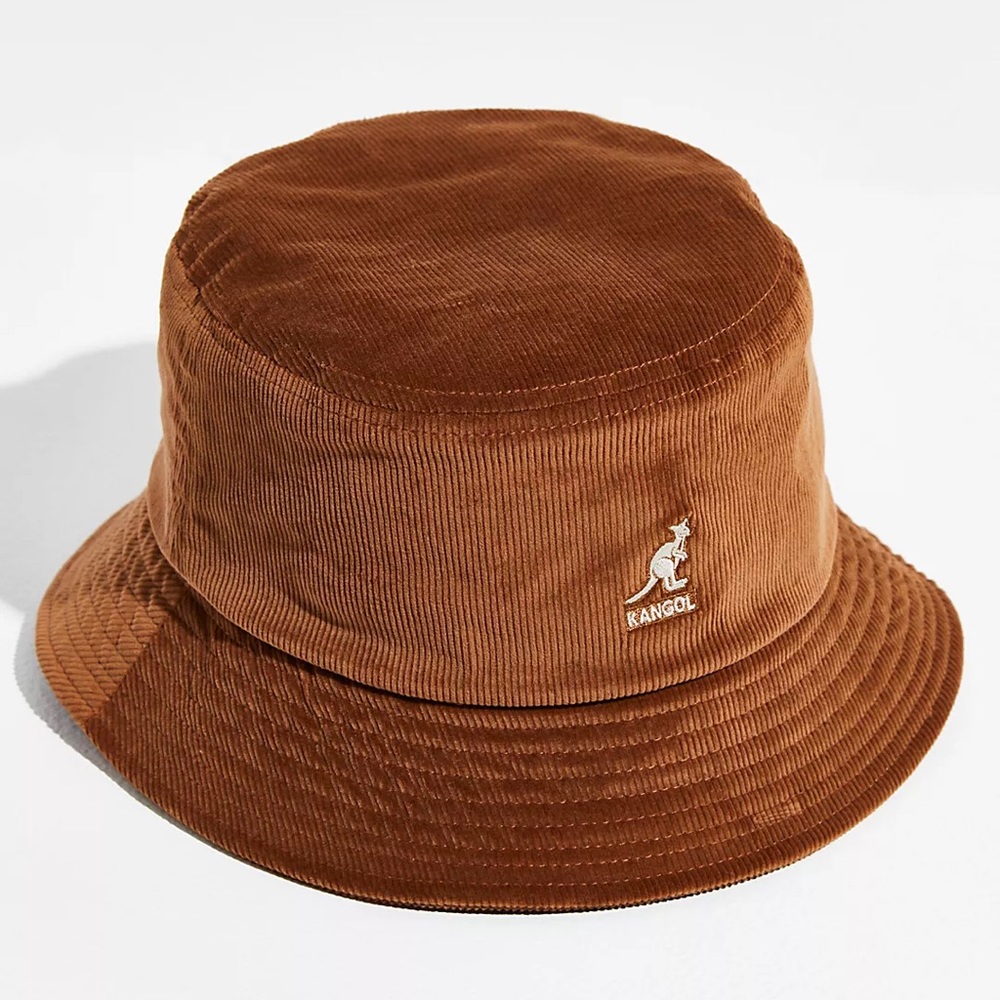 NWT: Brown Kangol Cord Bucket Hat, S